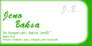 jeno baksa business card